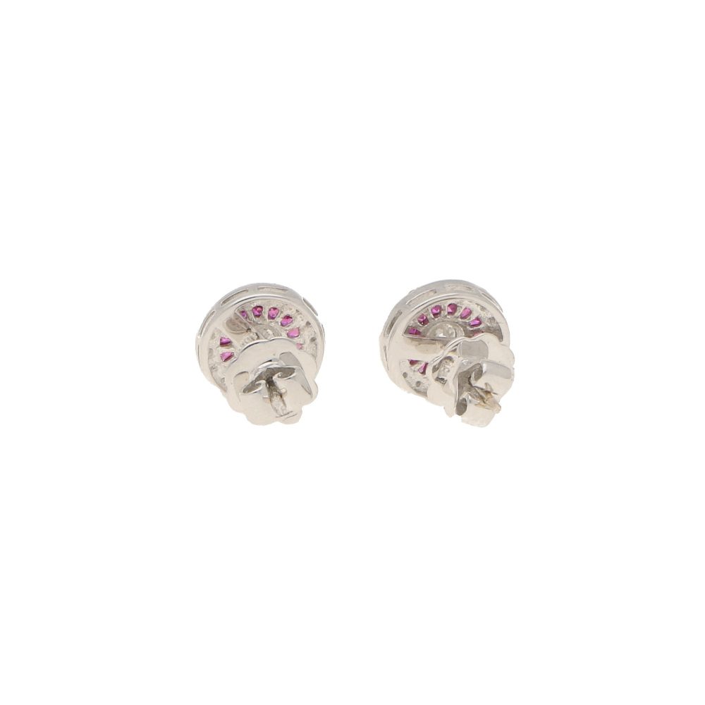 Diamond and Ruby Cluster Target Stud Earrings