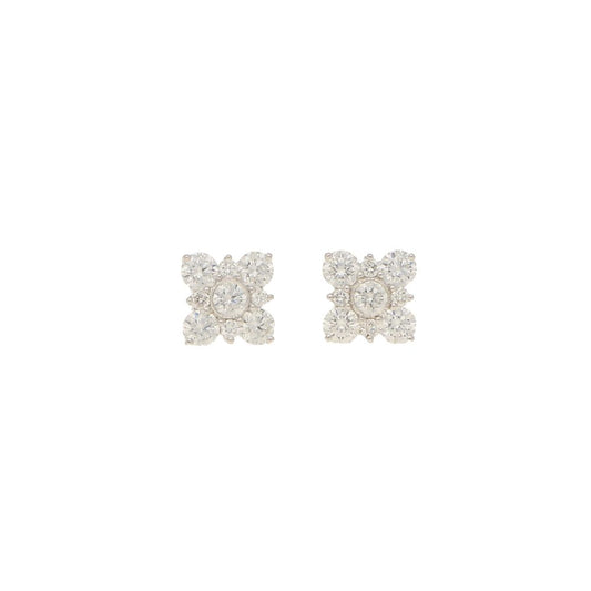 Diamond Blossom Cluster Stud Earrings in 18ct White Gold, 1.22 carat total