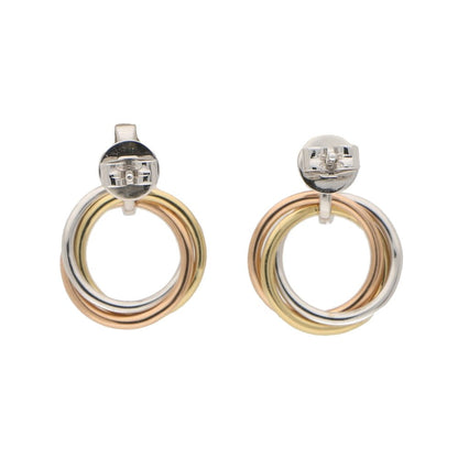Tri Colour Gold Trinity Drop Earrings with Diamonds