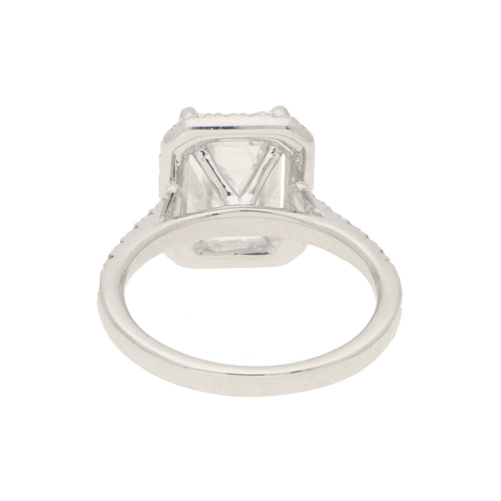 GIA Certified 2.54ct Emerald Cut Halo Cluster Ring
