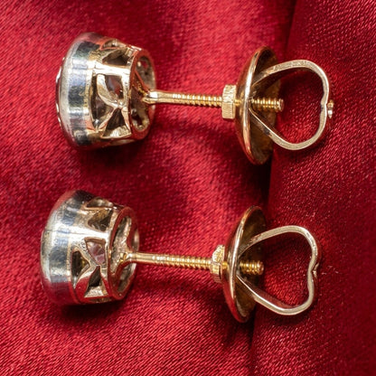 Art Deco 4.00 Carats Old European Diamond Solitaire Stud Earrings