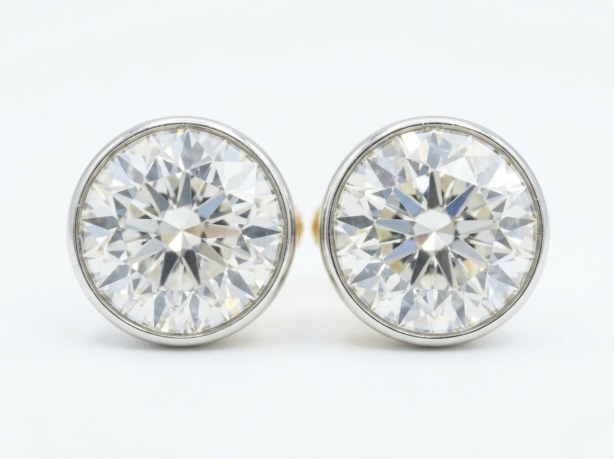 Art Deco 4.00 Carats Old European Diamond Solitaire Stud Earrings