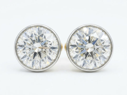 Art Deco 4.00 Carats Old European Diamond Solitaire Stud Earrings