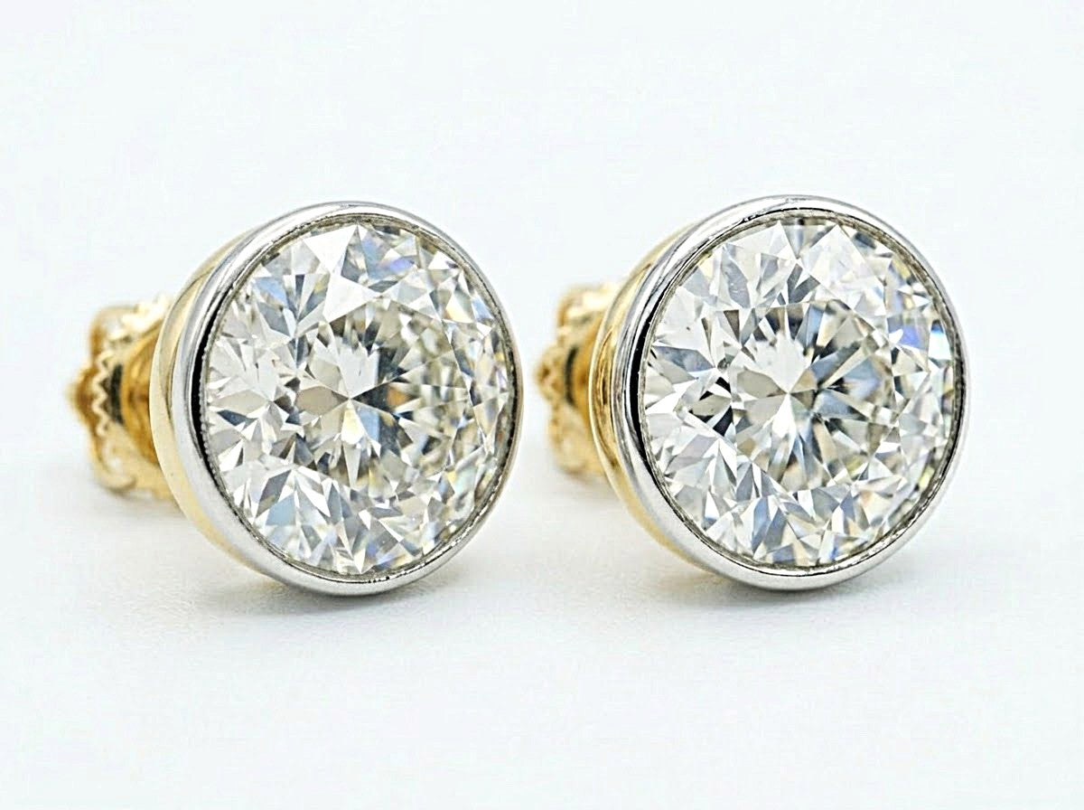 Art Deco 4ct Old European Diamond Solitaire Stud Earrings