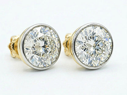 Art Deco 4ct Old European Diamond Solitaire Stud Earrings