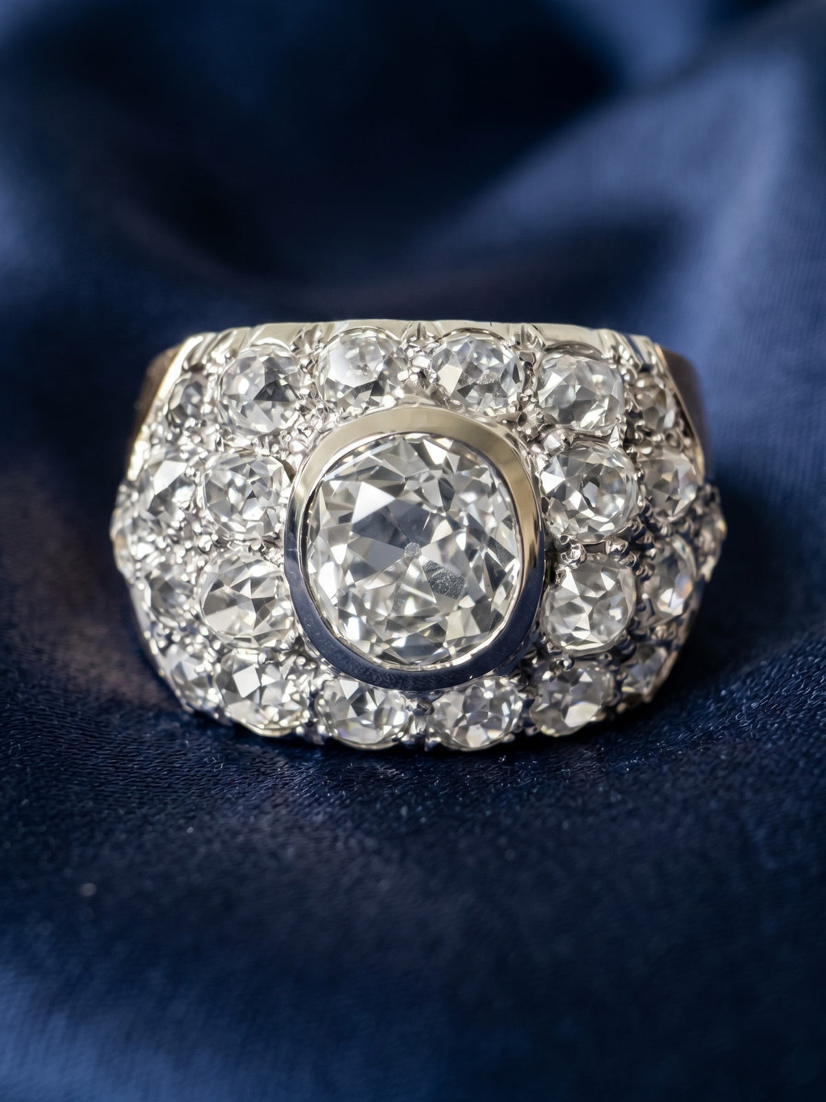 Art Deco Certiifed 5.47ct Old Mine Cut Diamond 18 KT /Plat Rare Ring