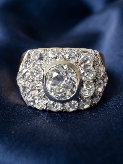 Art Deco Certiifed 5.47ct Old Mine Cut Diamond 18 KT /Plat Rare Ring