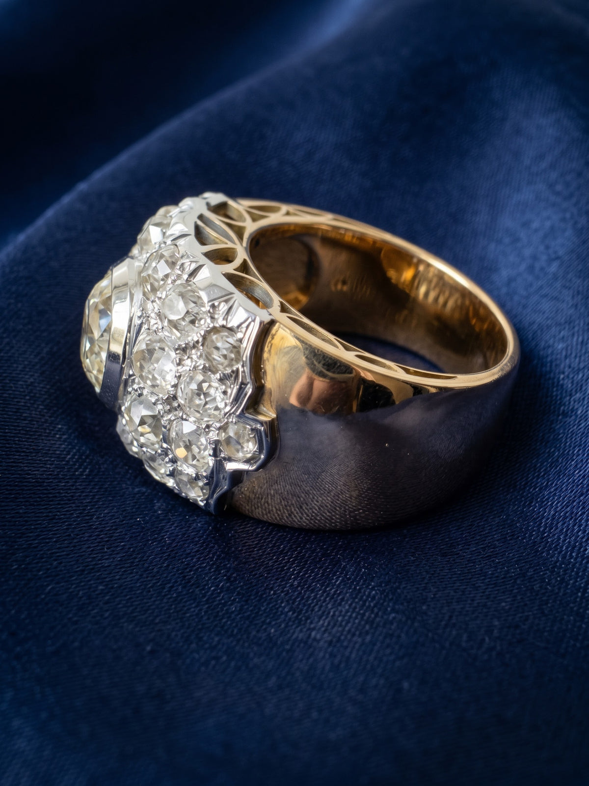 Art Deco Certiifed 5.47ct Old Mine Cut Diamond 18 KT /Plat Rare Ring