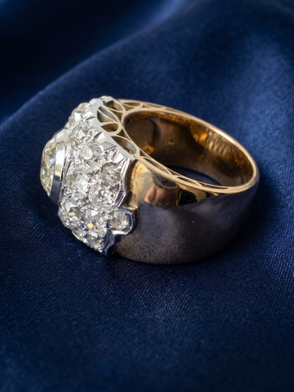 Art Deco Certiifed 5.47ct Old Mine Cut Diamond 18 KT /Plat Rare Ring