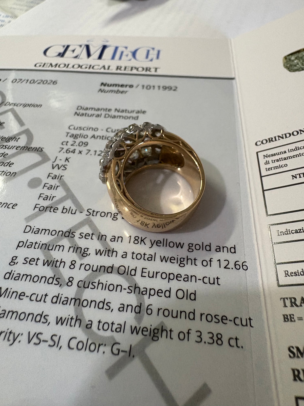 Art Deco Certiifed 5.47ct Old Mine Cut Diamond 18 KT /Plat Rare Ring