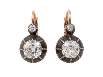 Victorian 2ct Old Mine Cut Diamond Drop Earrings, Circa 1860