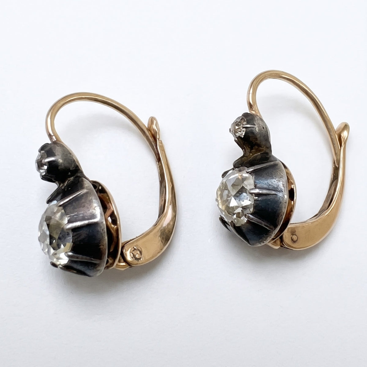 Authentic Victorian 2.0 Carat Old Mine Cut Diamond Drop Earrings 1860