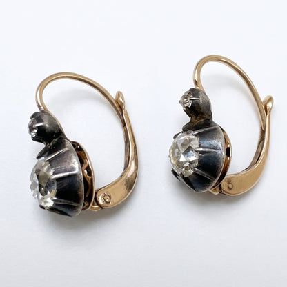 Authentic Victorian 2.0 Carat Old Mine Cut Diamond Drop Earrings 1860