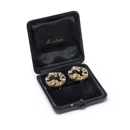 Vintage Kutchinsky 18ct Gold Onyx & Diamond Clip-On Earrings, Circa 1970s