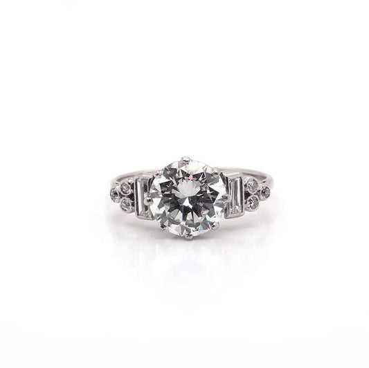 Art Deco 2.45ct Old Cut Diamond Engagement Ring, Circa 1930