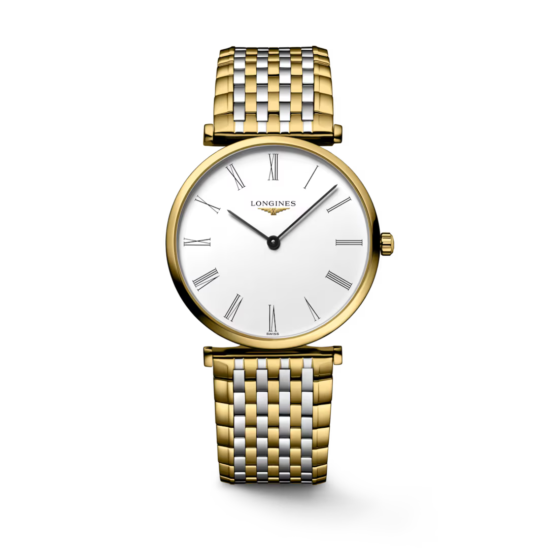 LA GRANDE CLASSIQUE DE LONGINES wrist watch in stainless steel and yellow gold with a white dial L4.755.2.11.7