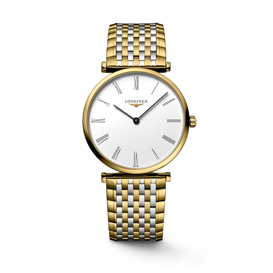 LA GRANDE CLASSIQUE DE LONGINES wrist watch in stainless steel and yellow gold with a white dial L4.755.2.11.7
