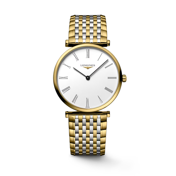 LA GRANDE CLASSIQUE DE LONGINES wrist watch in stainless steel and yellow gold with a white dial L4.755.2.11.7