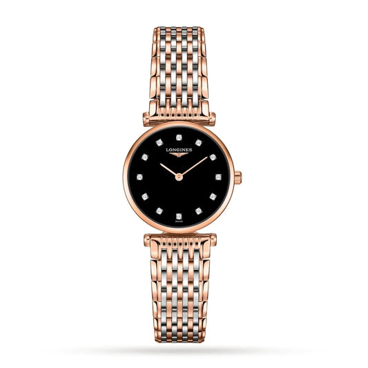 LA GRANDE CLASSIQUE DE LONGINES bicolour steel and gold watch with black dial L45121577