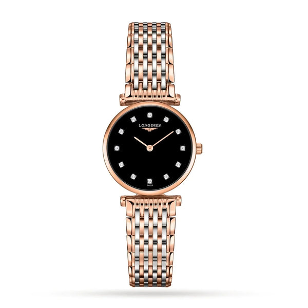 LA GRANDE CLASSIQUE DE LONGINES bicolour steel and gold watch with black dial L45121577