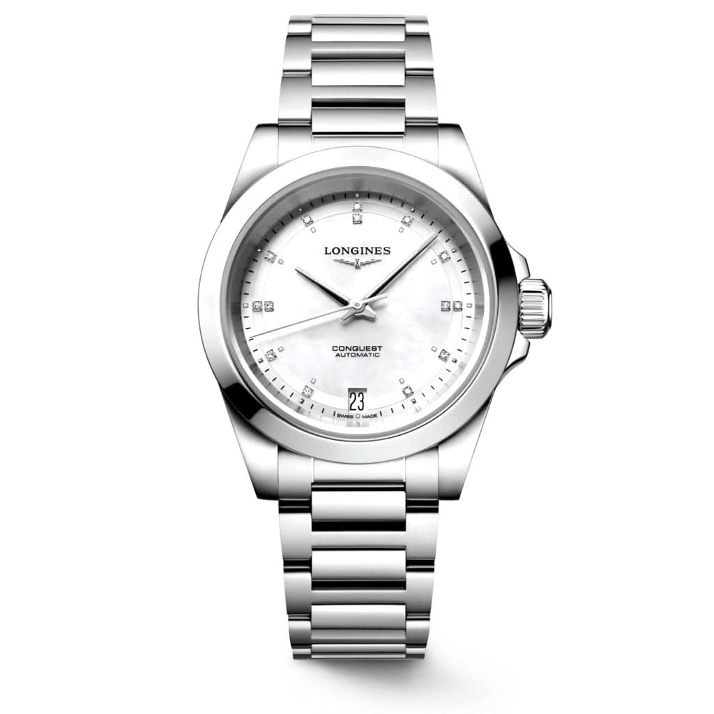 LONGINES CONQUEST stainless steel diamond dot dial wrist watch L3.430.4.87.6