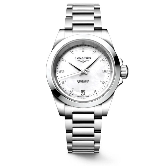 LONGINES CONQUEST stainless steel diamond dot dial wrist watch L3.430.4.87.6