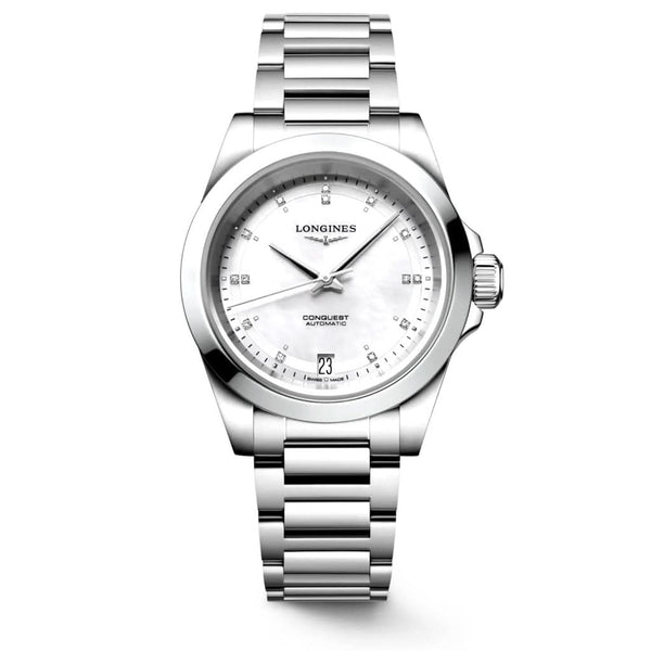 LONGINES CONQUEST stainless steel diamond dot dial wrist watch L3.430.4.87.6