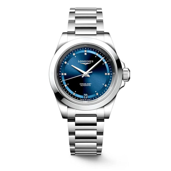 LONGINES CONQUEST stainless steel watch with blue dial L3.430.4.97.6