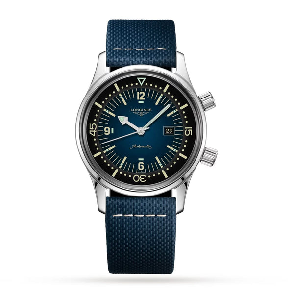 Longines LEGEND DIVER Gents Steel Automatic Watch with Blue/Black Dial and Blue Strap L37644902