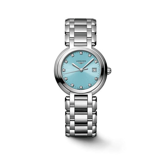 LONGINES PRIMALUNA stainless steel blue diamond dot dial watch L8.122.4.90.6