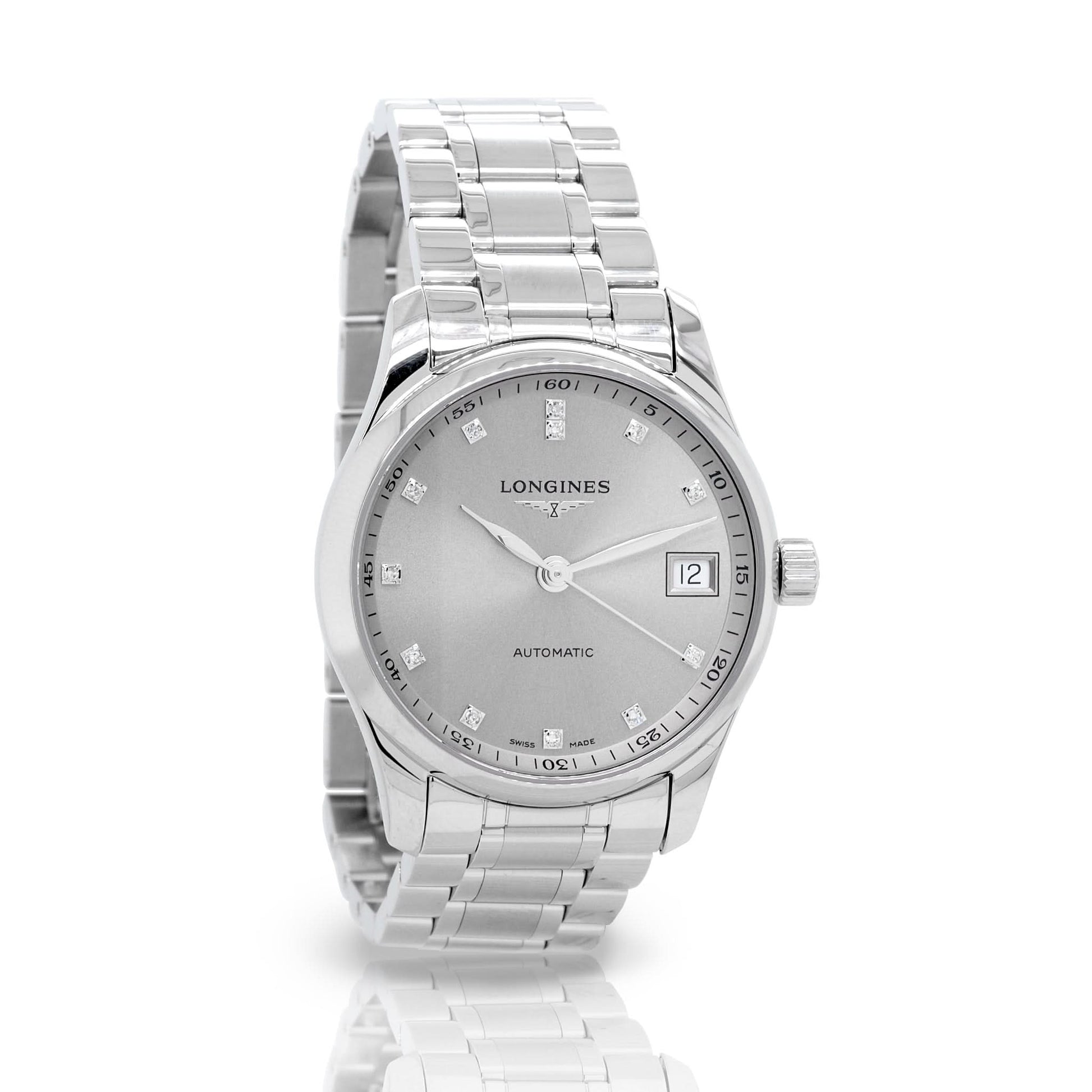 Longines Master Collection Steel Ladies Automatic Watch L23574076 in stainless steel with a date window