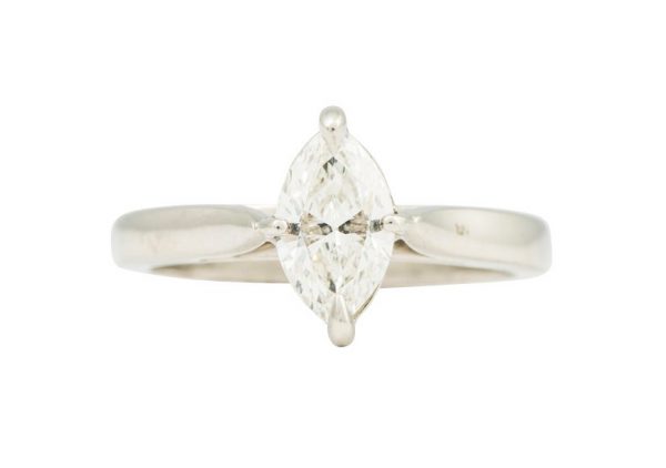 Marquise cut Diamond Solitaire Ring, 0.94 carats, set in Platinum, Certified