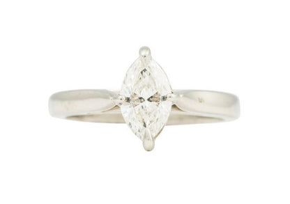 Marquise cut Diamond Solitaire Ring, 0.94 carats, set in Platinum, Certified