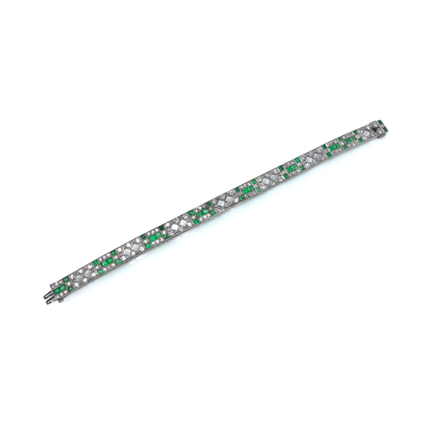 Mauboussin Art Deco Platinum Emerald and Diamond Bracelet, 1920s