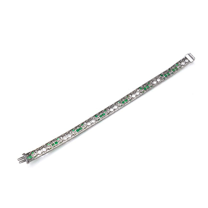 Mauboussin Art Deco Platinum Emerald and Diamond Bracelet, 1920s