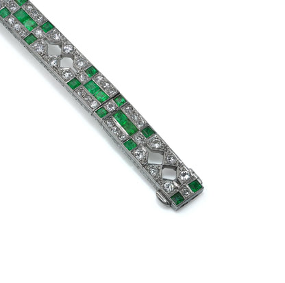 Mauboussin Art Deco Platinum Emerald and Diamond Bracelet, 1920s