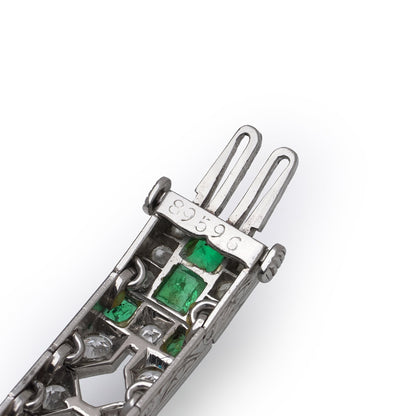 Mauboussin Art Deco Platinum Emerald and Diamond Bracelet, 1920s