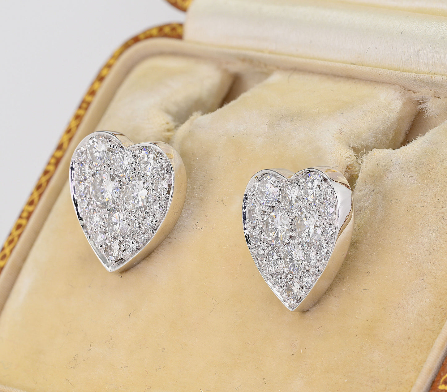 Diamond Heart Stud Earrings, 1.80 Ct Diamond F- G VVS