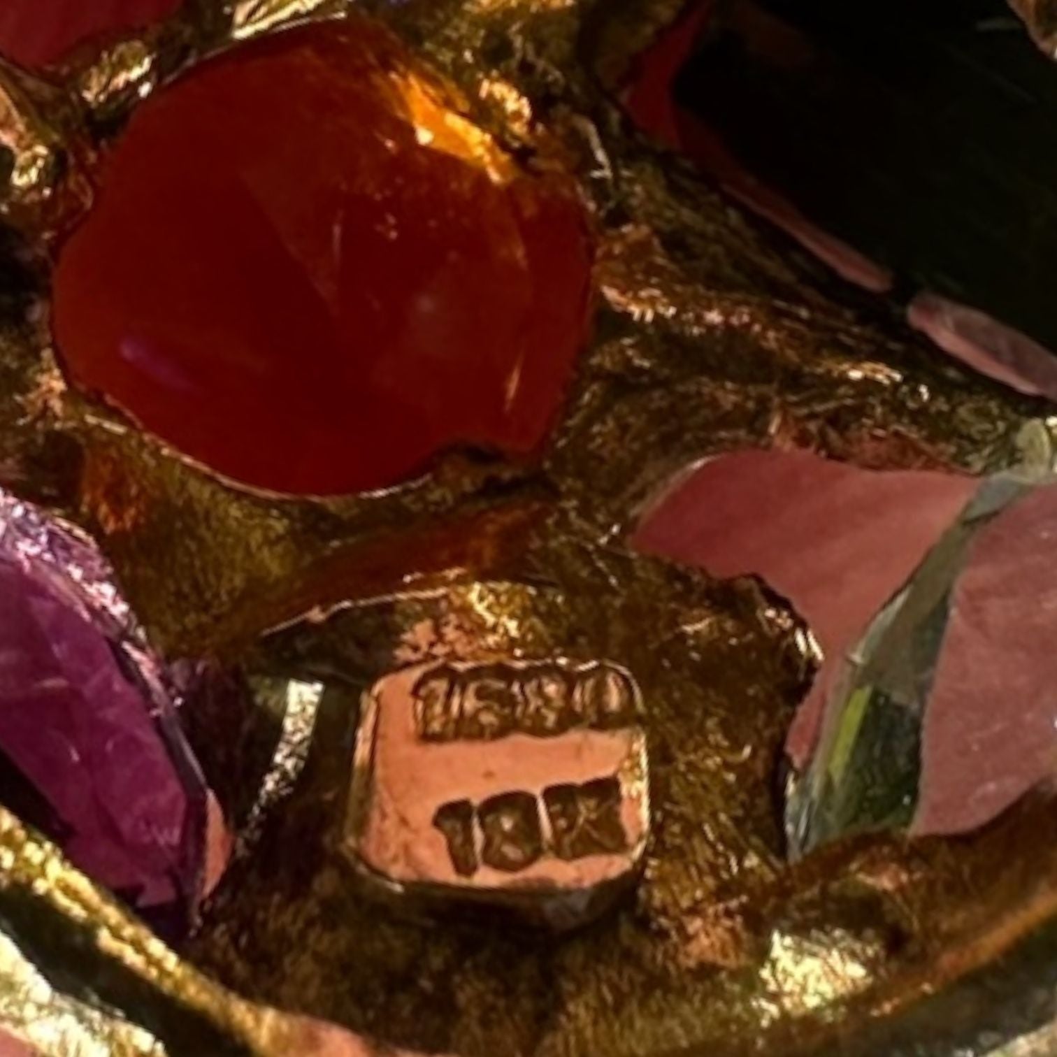 Vintage Modernist Multi Gemstone Sculptural Ring