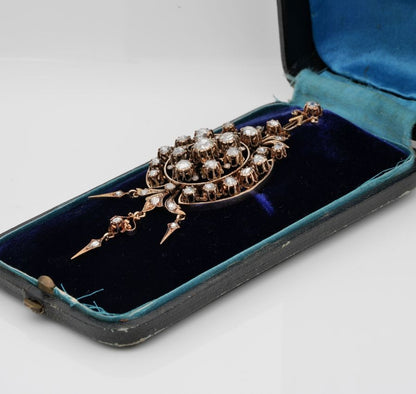 Victorian Antique 8cts Rose Cut Diamond Brooch Pendant