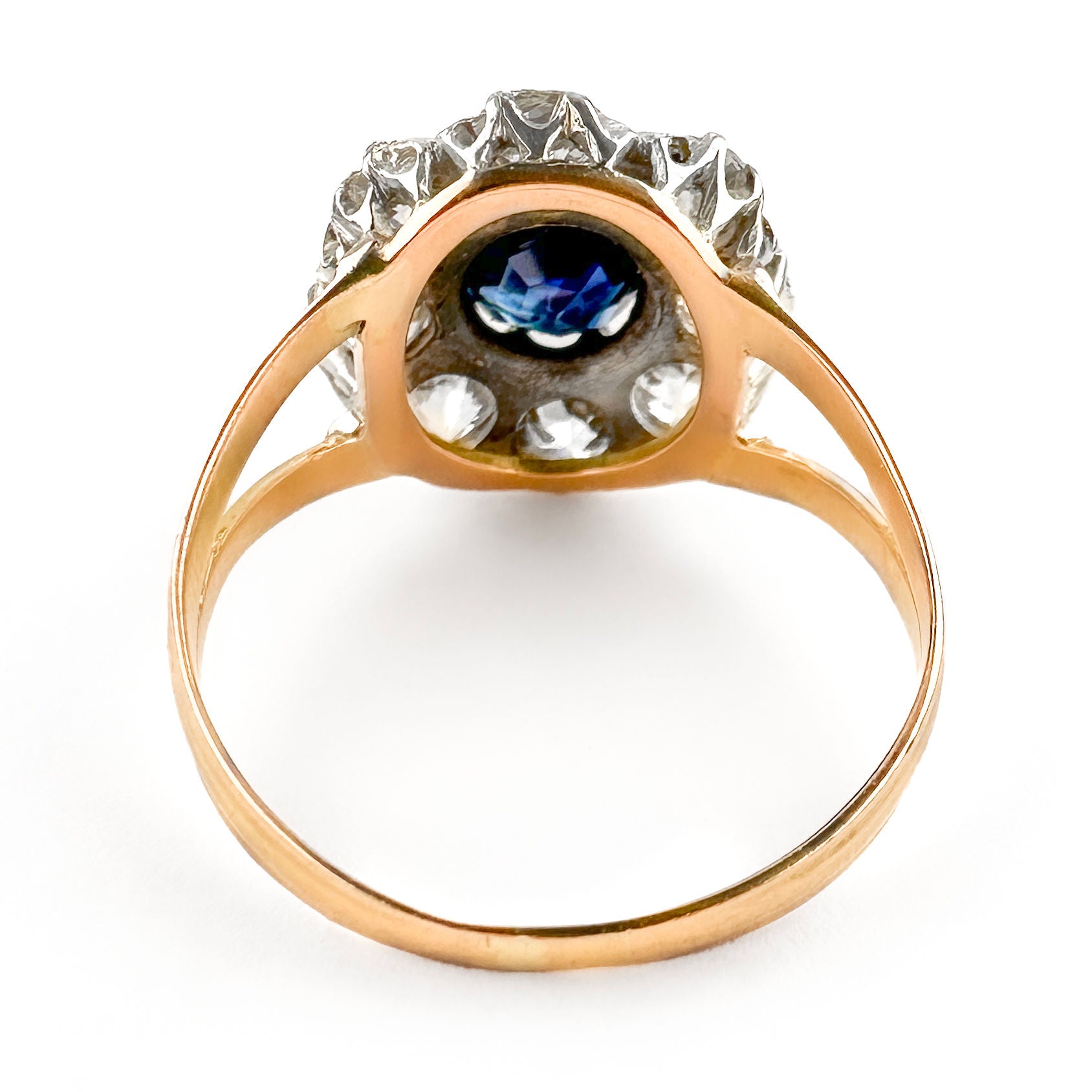 Victorian Ceylon Sapphire &amp; Diamond Daisy Cluster