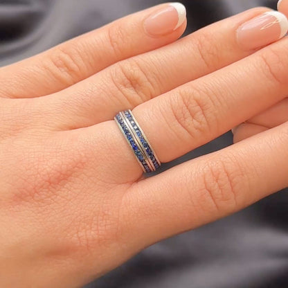 Pair of Vintage Stacking Sapphire Full Eternity Band Rings