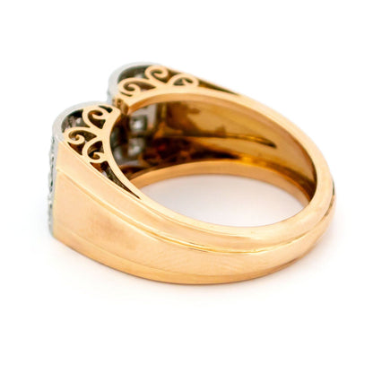 Vintage Retro Diamond Set Platinum and Gold Tank Ring