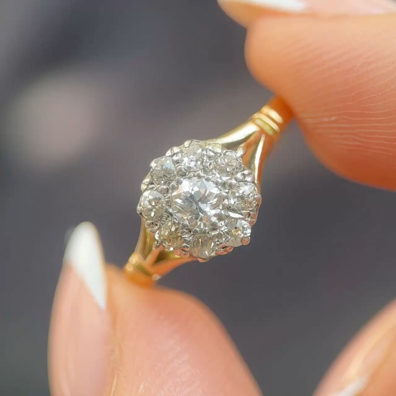 Victorian Diamond Daisy Cluster Ring