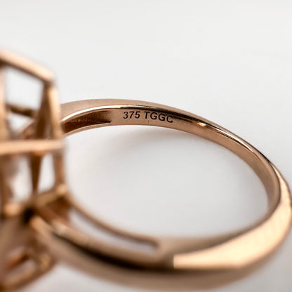 Contemporary Pear Shape Morganite Solitaire Engagement Ring in Rose Gold