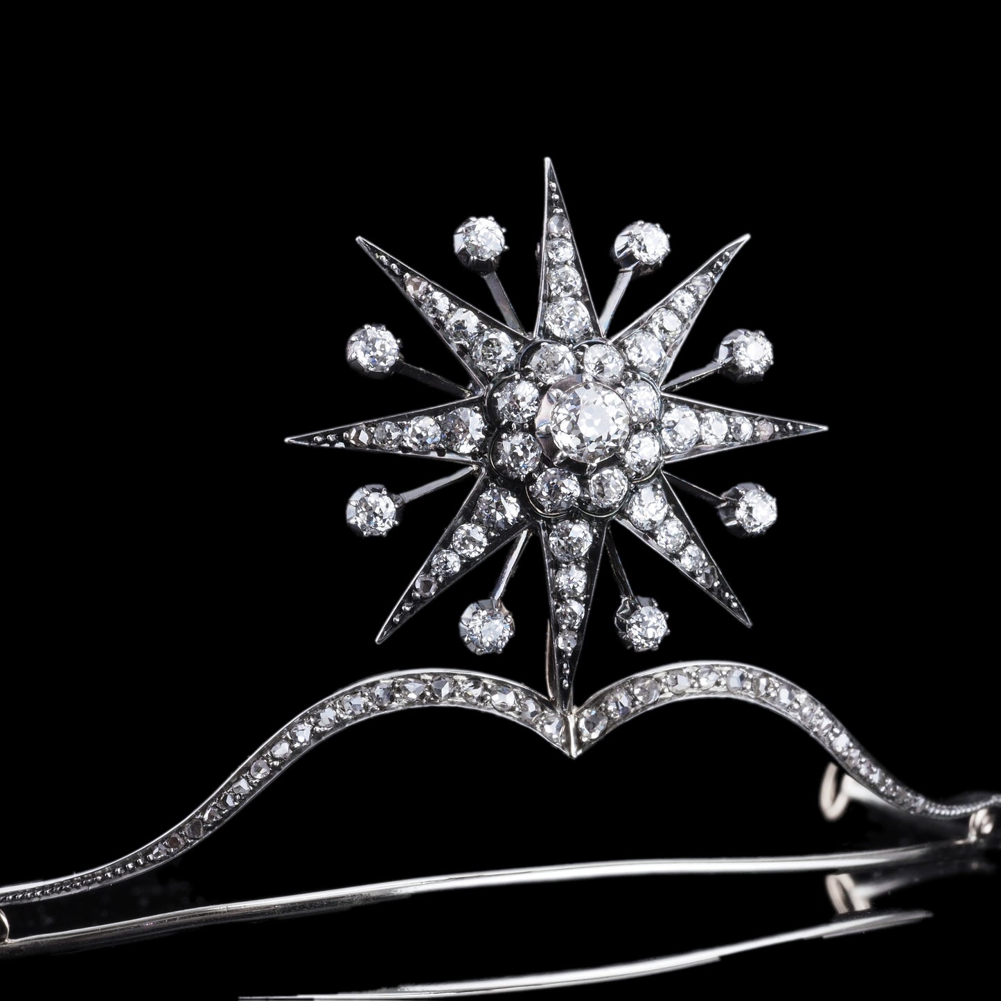 Spectacular Antique Victorian Diamond Tiara with Diamond Star - c.1890