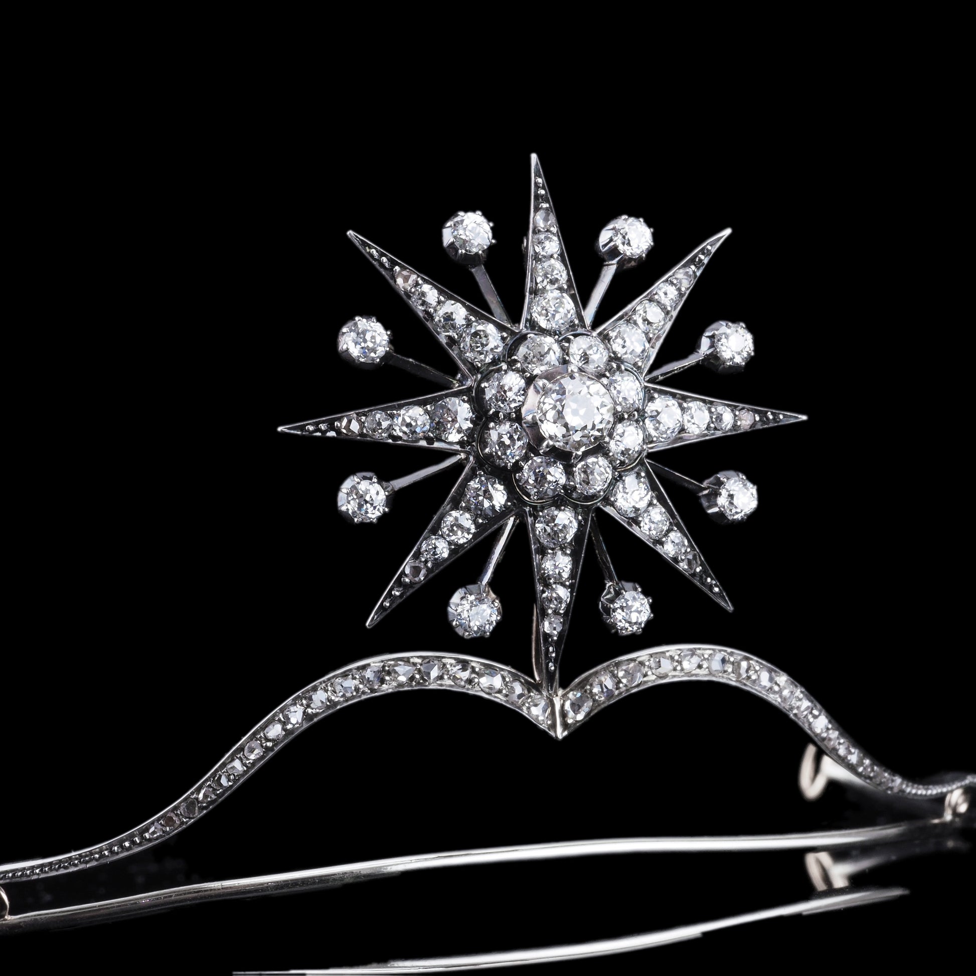 Spectacular Antique Victorian Diamond Tiara with Diamond Star - c.1890