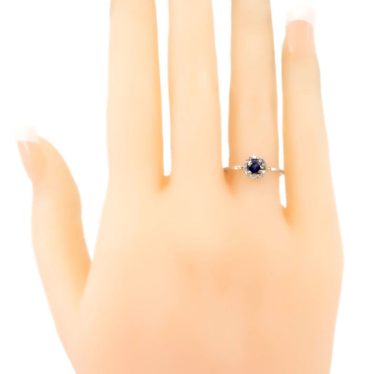 Vintage Sapphire and Diamond Halo Cluster Engagement Ring in Platinum and 18ct Gold