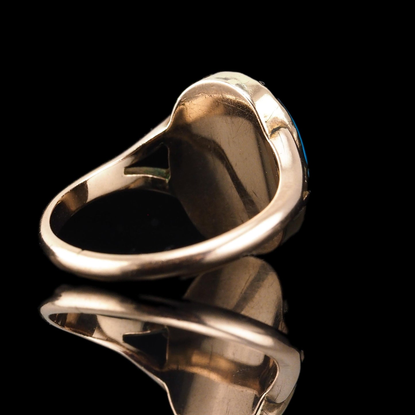 Antique Victorian Blue Enamel And Gold Star Pearl Ring 9 Carat Gold - circa 1880