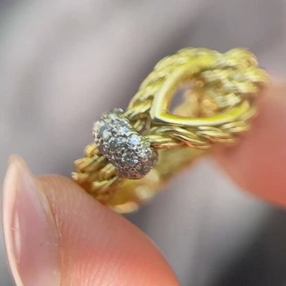 Vintage Kutchinsky Diamond Set 18ct Yellow Gold Rope Knot Ring